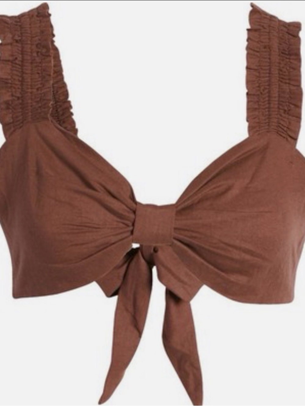 Charlie Holiday Brown Tie-Front Crop Top - Women